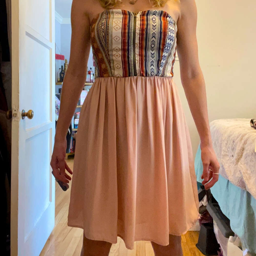 Stapless pink and tribal dress